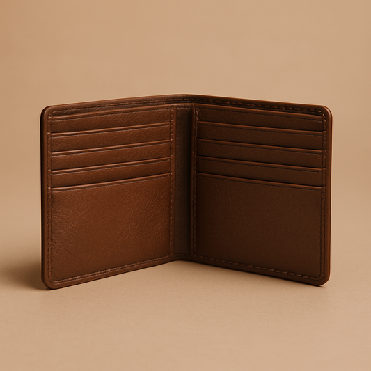 Classic Navy Blue Bifold Leather Wallet – APCO Collection