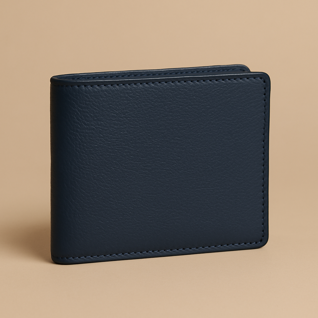 Classic Navy Blue Bifold Leather Wallet – APCO Collection