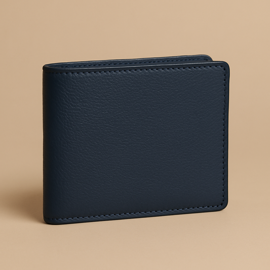 Classic Navy Blue Bifold Leather Wallet – APCO Collection