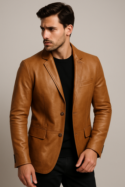 Heritage Tan Classic Leather Blazer