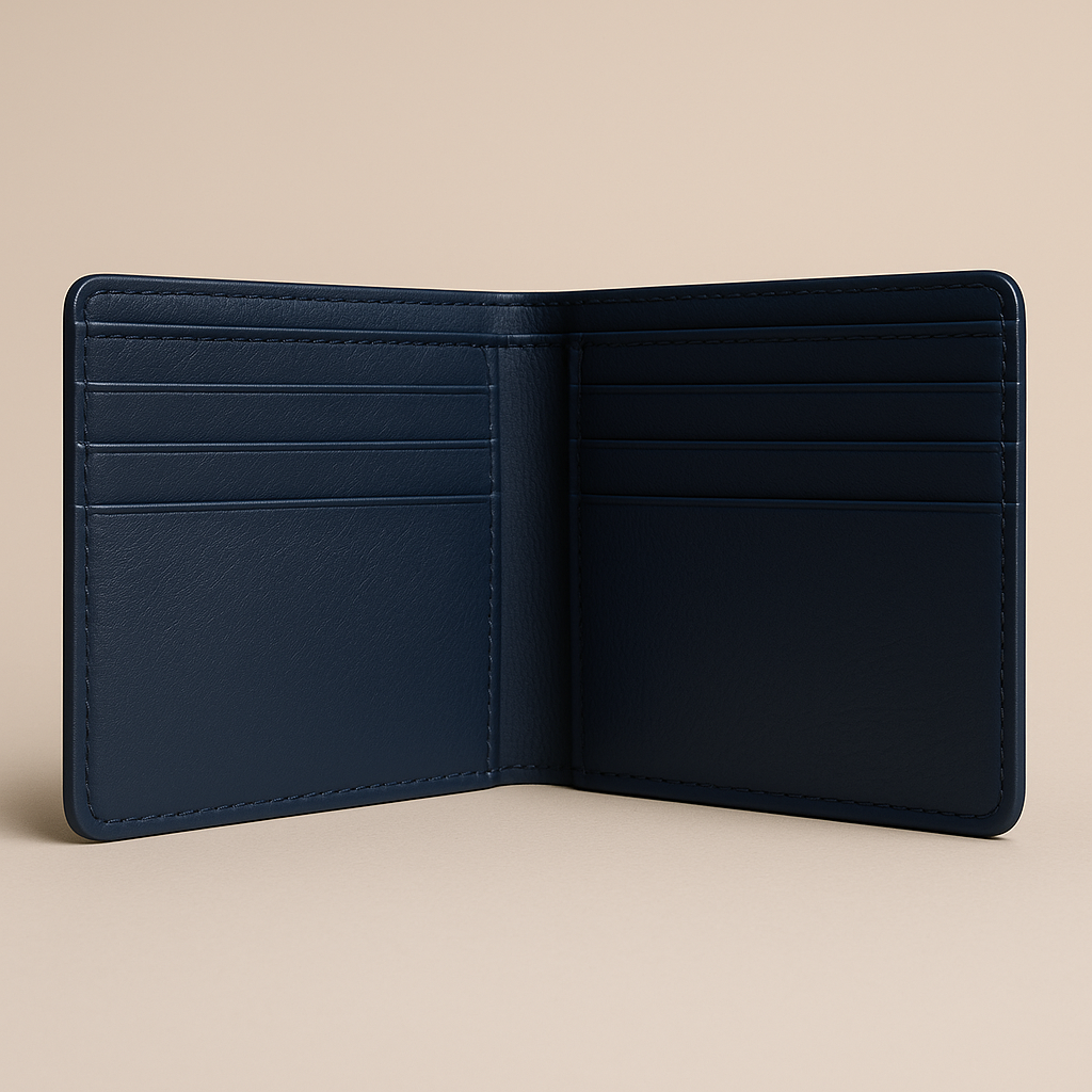 Classic Navy Blue Bifold Leather Wallet – APCO Collection