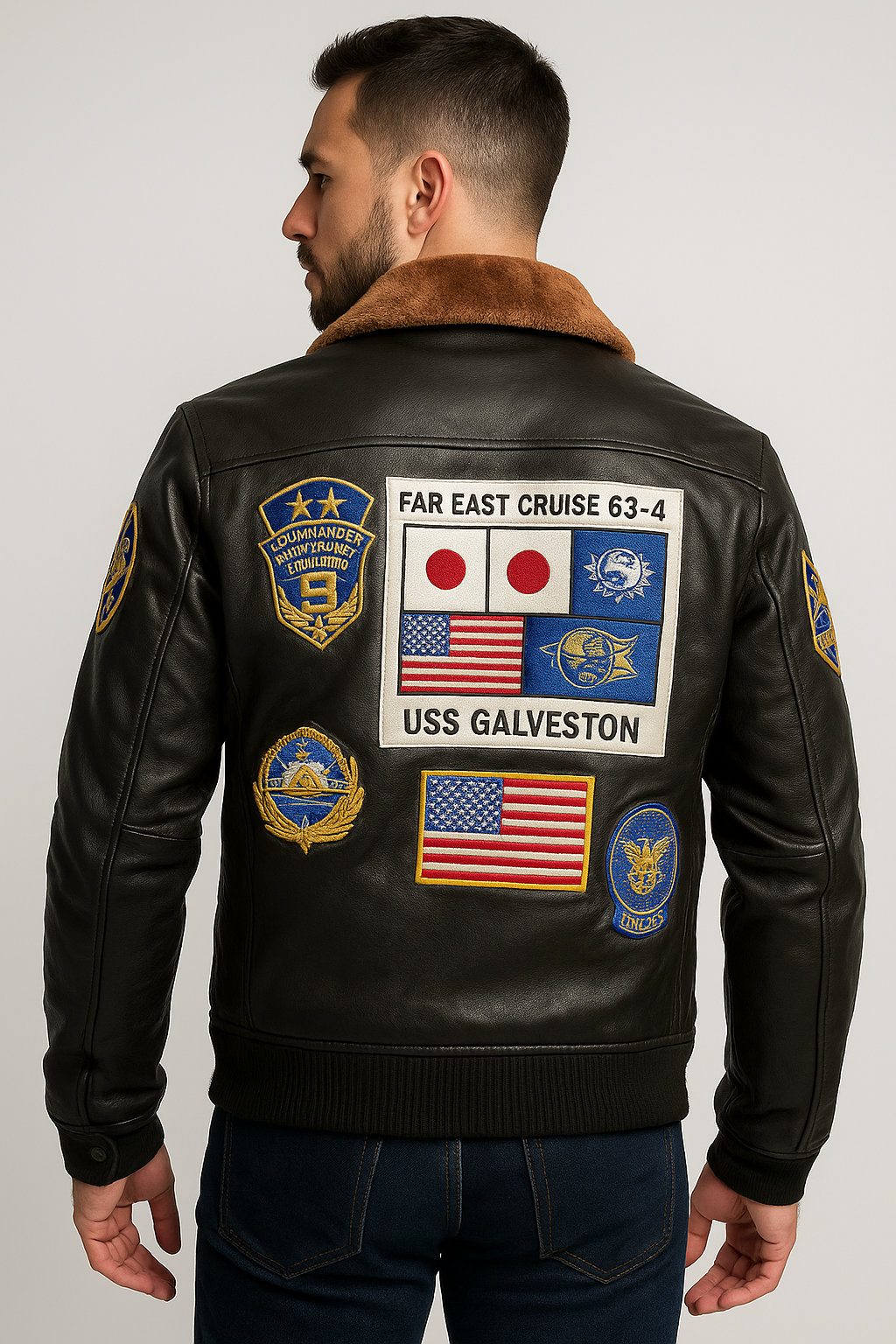 Commander Aviator™ Bomber Leather Jacket – Patch Edition