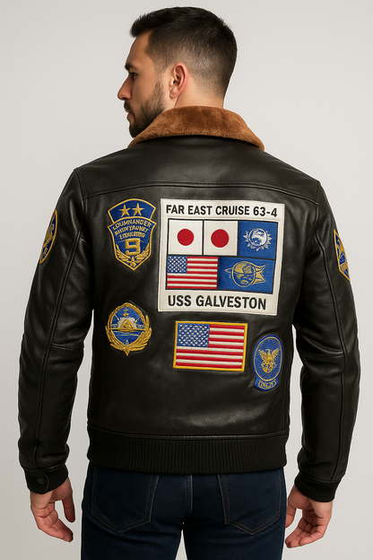 Commander Aviator™ Bomber Leather Jacket – Patch Edition