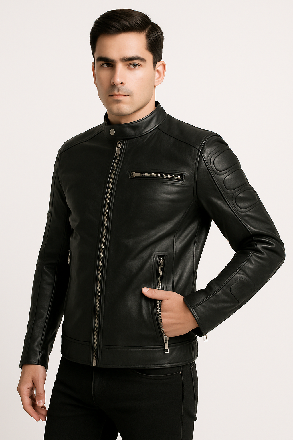 ShadowRide Premium Black Moto Leather Jacket