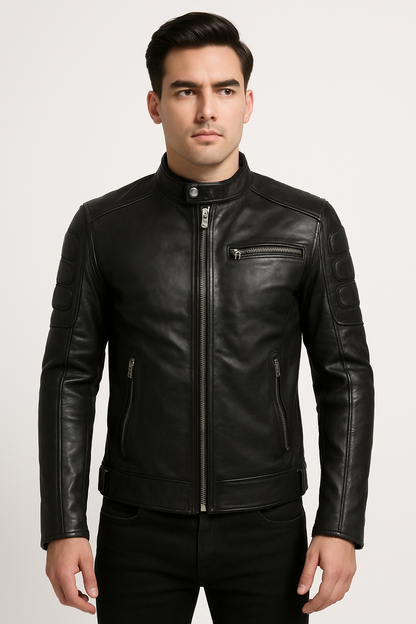ShadowRide Premium Black Moto Leather Jacket