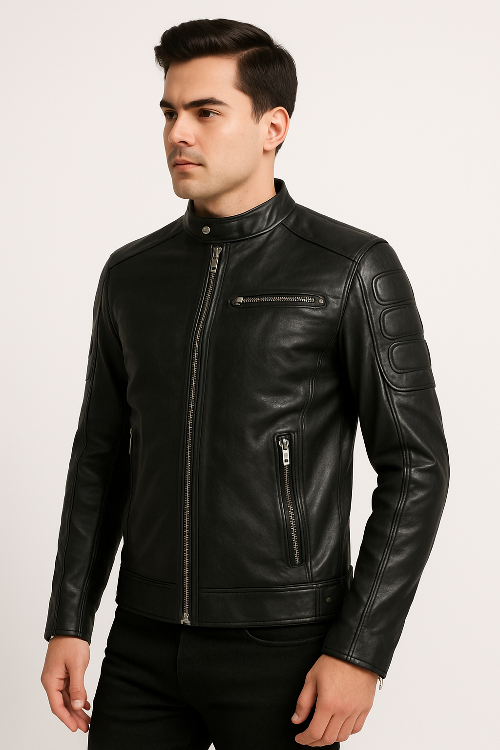 ShadowRide Premium Black Moto Leather Jacket
